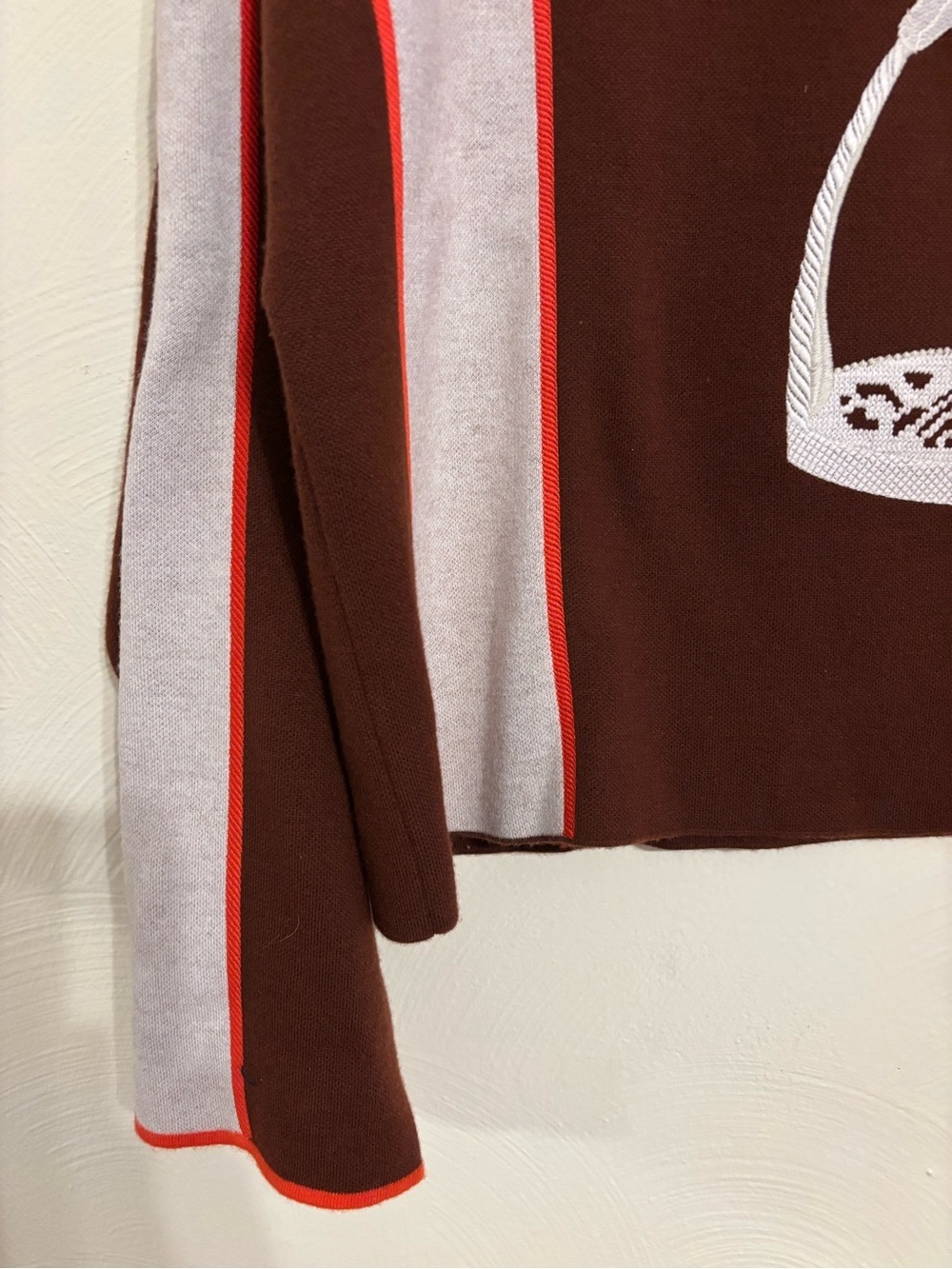 Hermès Paris Wool Cashmere Equestrian Stirrup Sweater Brown Orange Size 36 - Picture 8 of 9